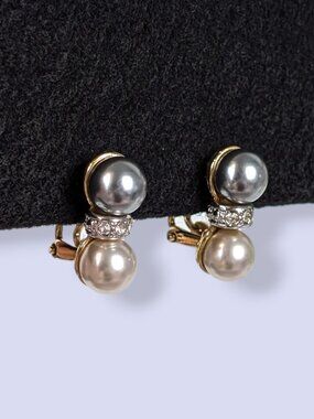 Vintage Grey & White Faux Pearl Earrings